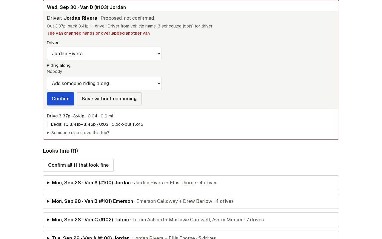Screen for step 4: Confirm the rest in one go