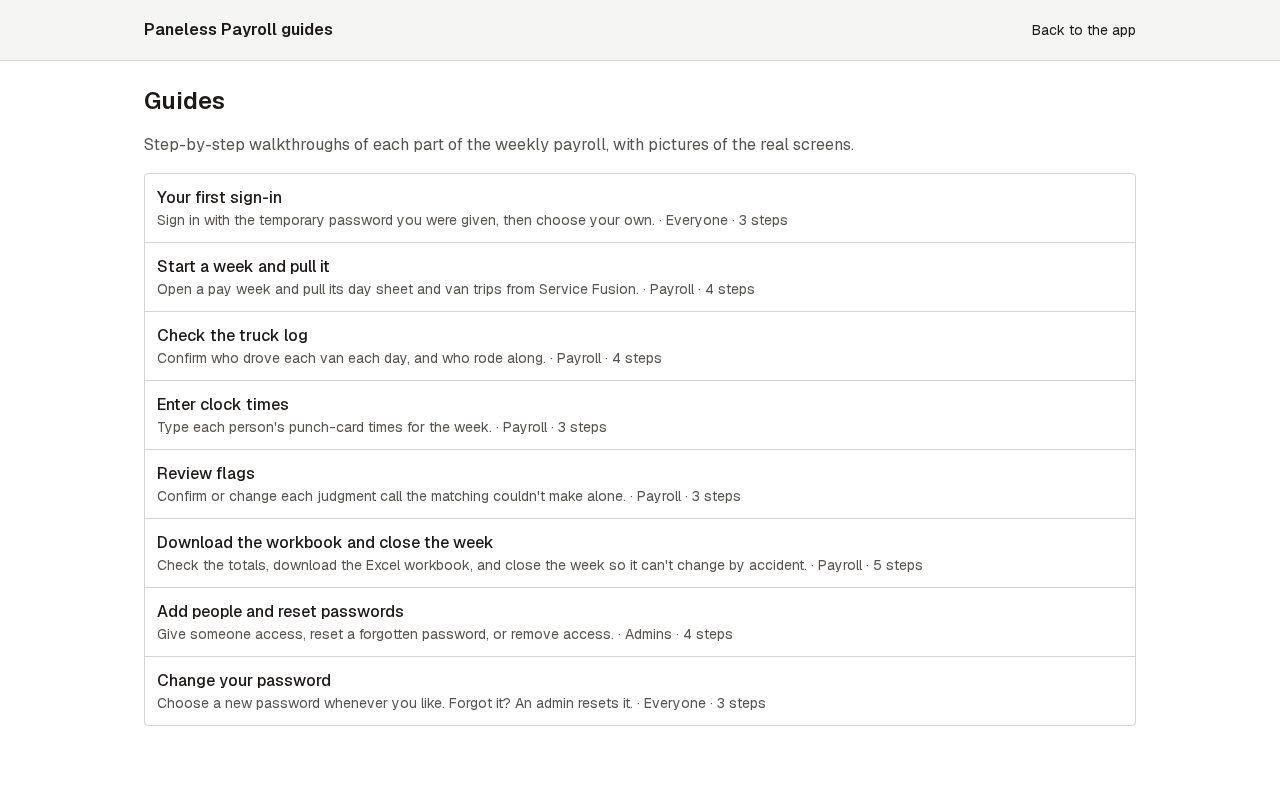 Screen for step 3: Start with the guides